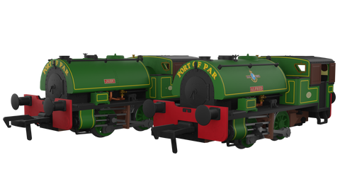 Rapido Trains 968502 OO Gauge Port of Par Bagnall’s Special Edition Twin Pack-Lined Light Green (DCC SOUND)