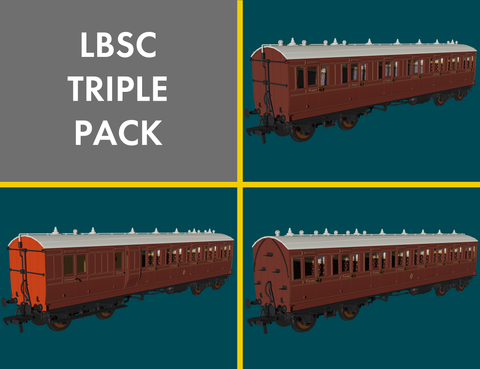 Rapido Trains 978201 OO Gauge LBSC Mahogany 'Evolution' Non-Corridor Carriage Pack