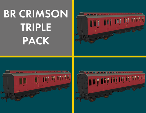 Rapido Trains 978225 OO Gauge BR Crimson 'Evolution' Non-Corridor Carriage Pack