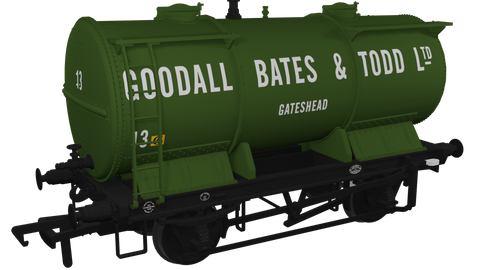 Rapido Trains 981012 OO Gauge Ammonium Nitrate / Chemical Tank Wagon – Goodall, Bates & Todd No.13