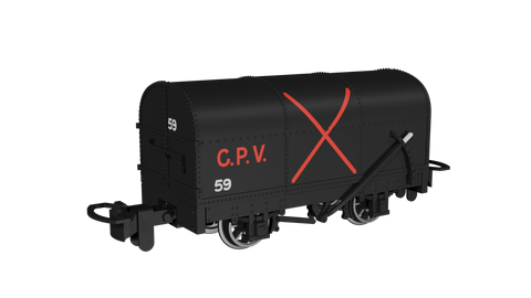 Rapido Trains 990202 OO-9 Gauge Gunpowder Van – Black with Red Cross No.59