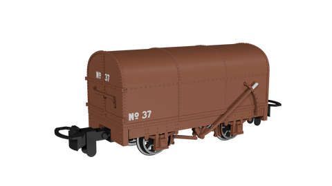 Rapido Trains 990204 OO-9 Gauge Gunpowder Van – Plain Rusty Brown No.37