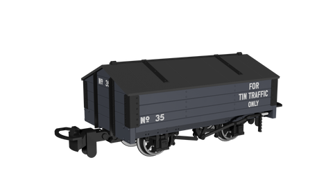 Rapido Trains 990407 OO-9 Gauge Peaked Roof Van – Dark Grey ‘Tin’ No.35