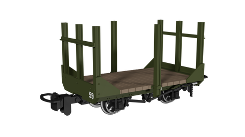 Rapido Trains 990704 OO-9 Gauge Stake Wagon – Plain Green No.59