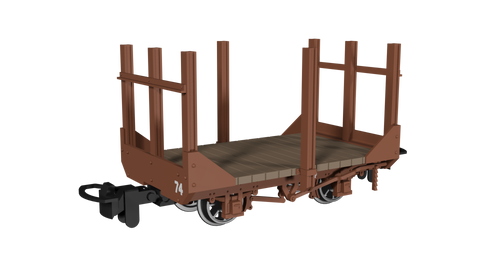 Rapido Trains 990706 OO-9 Gauge Stake Wagon – Plain Rusty Brown No.74