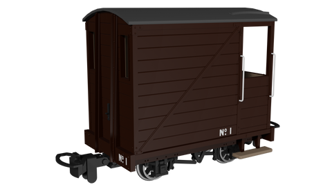 Rapido Trains 990801 OO-9 Gauge Single Veranda Brake Van – Plain Brown No.1