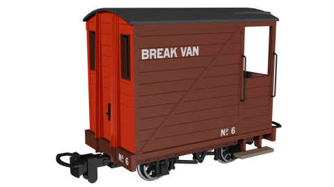 Rapido Trains 990802 OO-9 Gauge Single Veranda Brake Van – Brown with Red Ends No.6