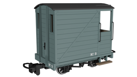 Rapido Trains 990803 OO-9 Gauge Single Veranda Brake Van – Plain Grey No.9