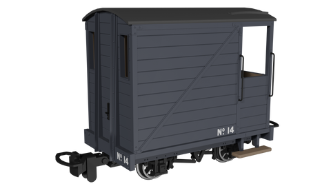 Rapido Trains 990804 OO-9 Gauge Single Veranda Brake Van – Plain Dark Grey No.14