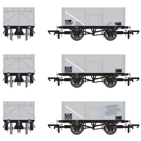 Accurascale 1058 OO Gauge BR 16T Mineral - MCO - BR Freight Grey TOPS - Pack K