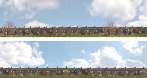 ID Backscenes 401 OO Gauge STANDARD 15" Terraced House Backs Backscene (2x 5')