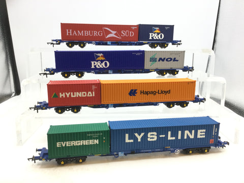 Hornby R6927 OO Gauge KFA Intermodal Wagon Touax x4