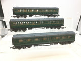 Hornby R431/R432 OO Gauge SR Green Coaches x3