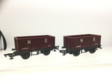 Triang R112 OO Gauge NE Maroon 7 Plank Wagon 47205 x2