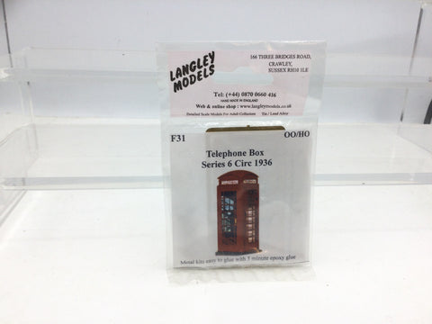 Langley F31 OO Gauge UNPAINTED Telephone Box Series 6 Circa 1936 Kit