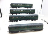 Hornby R431/R432 OO Gauge SR Green Coaches x4
