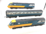 Hornby OO Gauge BR Blue/Yellow HST W43002/W43003 plus 1 Coach (L1)