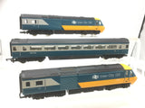 Hornby OO Gauge BR Blue/Yellow HST W43002/W43003 plus 1 Coach (L1)