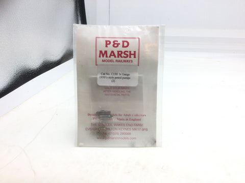 PD Marsh C150 N Gauge Whitemetal Pair of 1950s Petrol Pumps (Unpainted)