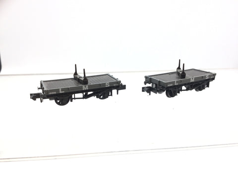 Peco NR-39M N Gauge Twin LMS 10ft Single Bolster Wagons 14555 (2 Wagons)