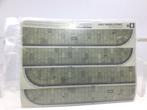 Superquick D6 OO/HO Gauge Grey Paving Stones Building Papers