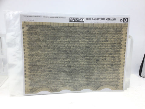 Superquick D8 OO/HO Gauge Grey Sandstone Walling Building Papers