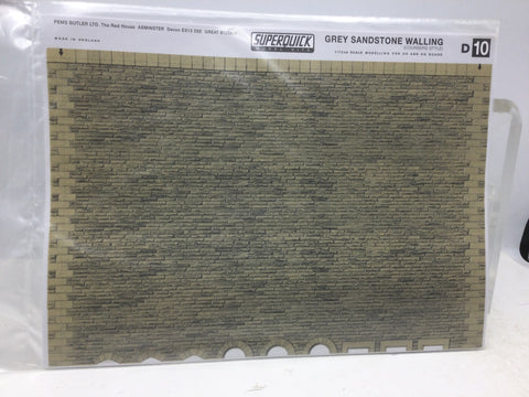 Superquick D10 OO/HO Gauge Grey Sandstone Walling Building Papers
