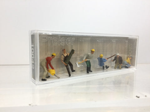 Preiser 10042 HO/OO Gauge Lumberjacks (6) with Tools & Log Exclusive Figure Set