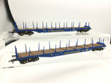 Heljan 5109 OO Gauge Cargowaggon IGA Bogie Flat Blue x2