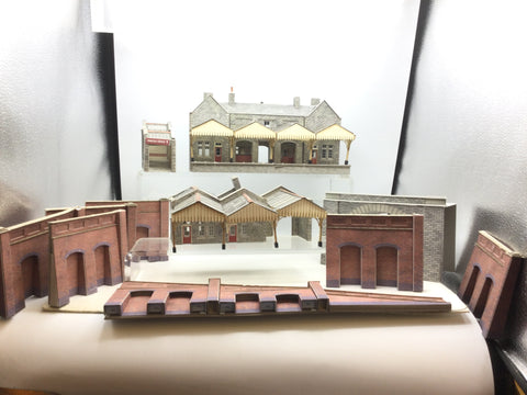Job Lot of Metcalfe OO Gauge Kit Built Card Stations/Buildings