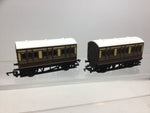 Hornby OO Gauge GWR 4 Wheel Coach x2