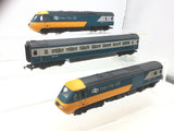 Hornby OO Gauge BR Blue/Yellow HST W43002/W43003 plus 1 Coach (L2) NEEDS ATTN