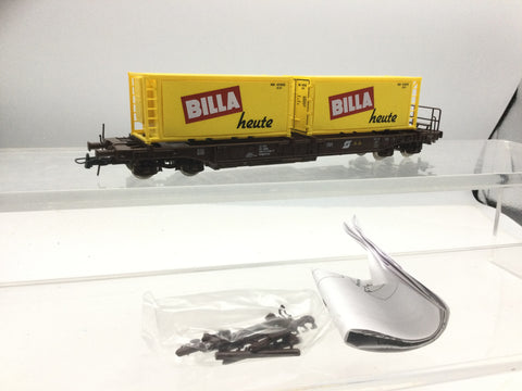 Roco 47634 HO Gauge OBB Flat Wagon with Billa Heute Container Load