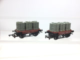 Hornby R340 OO Gauge BR 14t Conflat Wagon w Containers B734259 x2