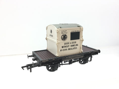 Bachmann 37-975B OO Gauge Conflat Wagon GWR Grey With 'GWR' AF Container [W]