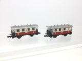 Fleischmann 8056 N Gauge PZB 4 Wheel 2nd Class Coach 056 x2 (L2)
