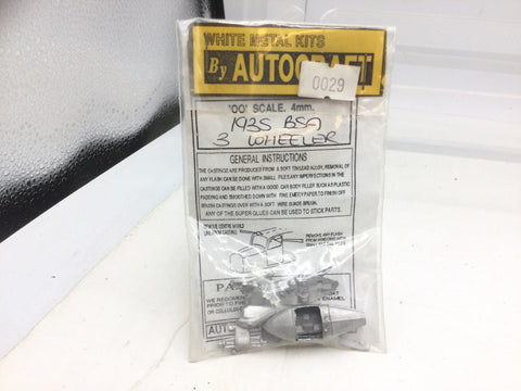 Autocraft OO Gauge 1935 BSA 3 Wheeler Whitemetal Kit