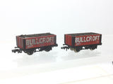 Graham Farish 2113 N Gauge 6 Plank Wagon Bullcroft x2