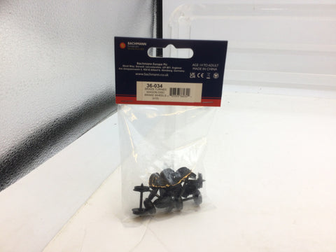 Bachmann 36-034 OO Gauge 12mm Brass Turned Wagon Disc Brake Wheels (Pack 10)
