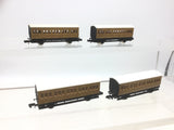 Graham Farish 0662 N Gauge LNER Teak 4 Wheel Coach x4