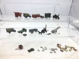 Job Lot of Assorted N Gauge Whitemetal Vehicles/Horses/Carts/Traction Engines