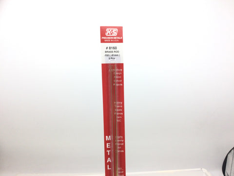 K&S Metals 8160 Brass Rod 1/32" x 12" (5 Pieces)