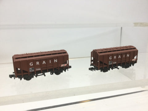Peco NR-66 N Gauge BRT Brown Grain Wagon x2