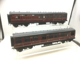 Chowbent Casting O Gauge Kit Built Brass LMS (Ex-LNWR) 57ft Coach x2