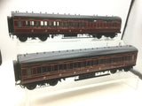 Chowbent Casting O Gauge Kit Built Brass LMS (Ex-LNWR) 57ft Coach x2