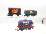 Hornby R1015 OO Gauge Tango/7Up/Pepsi Wagons,Hampshire Models 