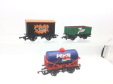 Hornby R1015 OO Gauge Tango/7Up/Pepsi Wagons,Hampshire Models 