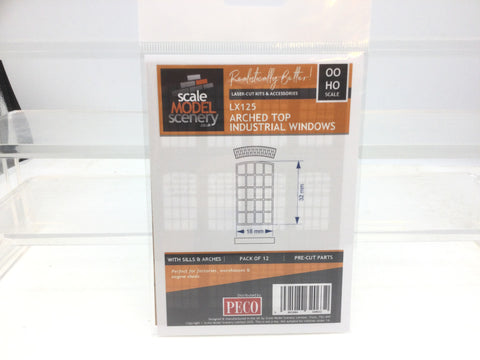 Scale Model Scenery LX125 OO Gauge Arched Top Industrial Windows Kit