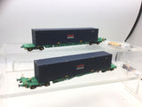 Bachmann 37-302B OO Gauge Pair of Intermodal Container Wagons Seaco
