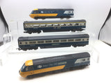 Hornby OO Gauge BR Blue/Yellow HST 43010/43011 plus 2 Coaches